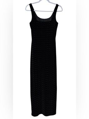 Vintage 90s Algo women’s 12 sleeveless burnout black wave design velvet dress